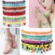 24 Pcs Handmade Beaded Bracelets For Women Adjustable Crystals Stretch Bracelet Colorful Elastic Beaded Anklet Bracelets Set